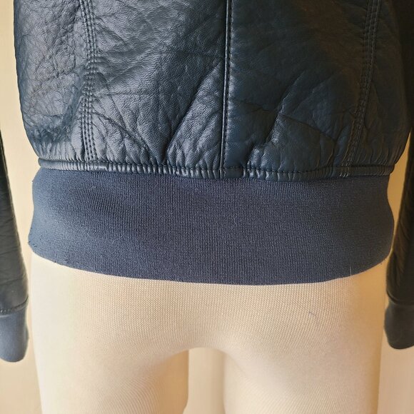 Guess Vegan Leather Blue Moto Jacket - Picture 9 of 13